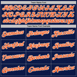 Custom Navy White Pinstripe-Orange Performance Polo Shirt