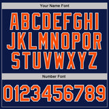 Custom Navy White Pinstripe-Orange Performance Polo Shirt