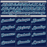 Custom Navy White Pinstripe-Teal Performance Polo Shirt