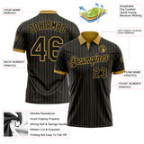 Custom Black Old Gold Pinstripe-Old Gold Performance Polo Shirt