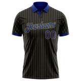 Custom Black Old Gold Pinstripe-Royal Performance Polo Shirt