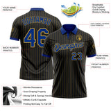 Custom Black Old Gold Pinstripe-Royal Performance Polo Shirt