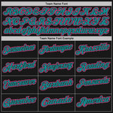 Custom Black Teal Pinstripe-Pink Performance Polo Shirt
