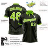 Custom Black Neon Green Pinstripe-White Performance Polo Shirt