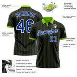 Custom Black Neon Green Pinstripe Royal-White Performance Polo Shirt