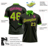 Custom Black Neon Green Pinstripe-Pink Performance Polo Shirt