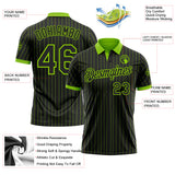 Custom Black Neon Green Pinstripe-Neon Green Performance Polo Shirt