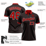 Custom Black Red Pinstripe-White Performance Polo Shirt