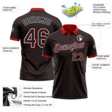Custom Black Red Pinstripe-White Performance Polo Shirt