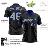 Custom Black Gray Pinstripe-Royal Performance Polo Shirt