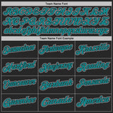 Custom Black Gray Pinstripe-Teal Performance Polo Shirt