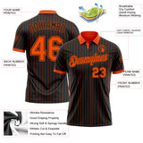 Custom Black Orange Pinstripe-Orange Performance Polo Shirt