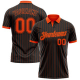 Custom Black Orange Pinstripe-Orange Performance Polo Shirt