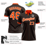 Custom Black Orange Pinstripe-White Performance Polo Shirt