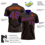 Custom Black Orange Pinstripe-Purple Performance Polo Shirt