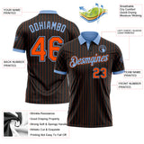 Custom Black Orange Pinstripe-Light Blue Performance Polo Shirt