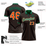 Custom Black Orange Pinstripe White-Kelly Green Performance Polo Shirt