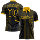 Custom Black Yellow Pinstripe-Yellow Performance Polo Shirt
