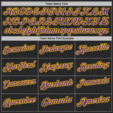 Custom Black Yellow Pinstripe-Purple Performance Polo Shirt