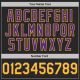 Custom Black Yellow Pinstripe-Purple Performance Polo Shirt
