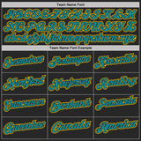 Custom Black Yellow Pinstripe-Teal Performance Polo Shirt