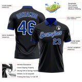 Custom Black Royal Pinstripe-White Performance Polo Shirt