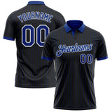 Custom Black Royal Pinstripe-White Performance Polo Shirt