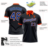 Custom Black Royal Pinstripe White-Orange Performance Polo Shirt
