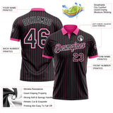 Custom Black Pink Pinstripe-White Performance Polo Shirt