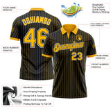 Custom Black Gold Pinstripe-White Performance Polo Shirt