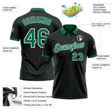 Custom Black Kelly Green Pinstripe-White Performance Polo Shirt