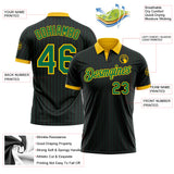 Custom Black Kelly Green Pinstripe-Yellow Performance Polo Shirt