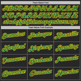 Custom Black Kelly Green Pinstripe-Yellow Performance Polo Shirt