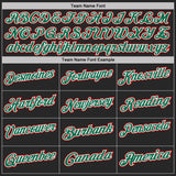 Custom Black Kelly Green Pinstripe White-Red Performance Polo Shirt
