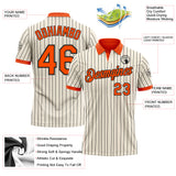 Custom Cream Black Pinstripe-Orange Performance Polo Shirt