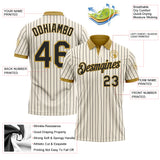 Custom Cream Black Pinstripe-Old Gold Performance Polo Shirt