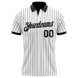 Custom White Black Pinstripe-Gray Performance Polo Shirt