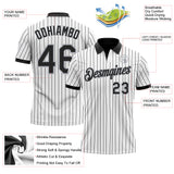 Custom White Black Pinstripe-Gray Performance Polo Shirt