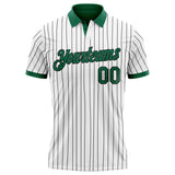 Custom White Black Pinstripe-Kelly Green Performance Polo Shirt