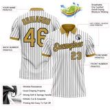 Custom White Black Pinstripe-Old Gold Performance Polo Shirt