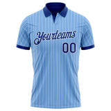 Custom Light Blue White Pinstripe-Royal Performance Polo Shirt