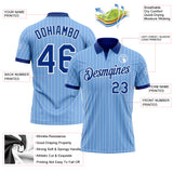 Custom Light Blue White Pinstripe-Royal Performance Polo Shirt