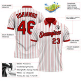 Custom White Red Pinstripe-Black Performance Polo Shirt