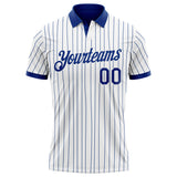 Custom White Royal Pinstripe-Royal Performance Polo Shirt