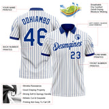 Custom White Royal Pinstripe-Royal Performance Polo Shirt