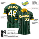 Custom Green White Pinstripe-Yellow Performance Polo Shirt