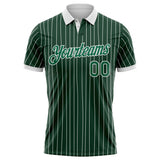 Custom Green White Pinstripe-Kelly Green Performance Polo Shirt