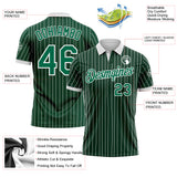 Custom Green White Pinstripe-Kelly Green Performance Polo Shirt