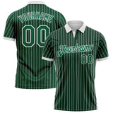 Custom Green White Pinstripe-Kelly Green Performance Polo Shirt