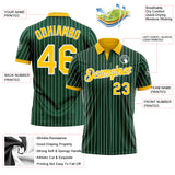 Custom Green White Pinstripe-Yellow Performance Polo Shirt